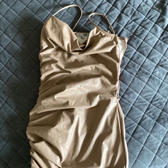 FashionNova Crème Faux Leather Dress - Picture 3 of 3